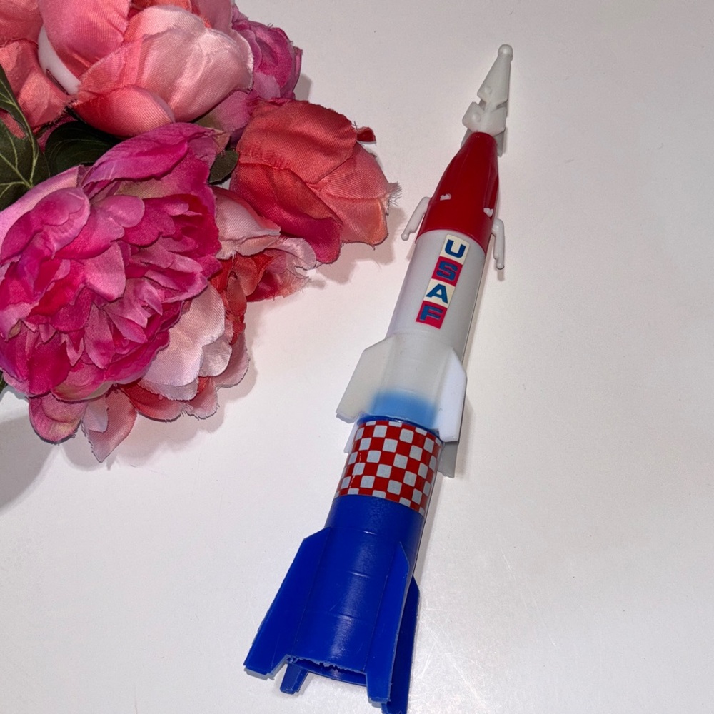 Vintage 1960s 3 Stage Rocket Missile Outer Space Toy Red White Blue Retro USAF